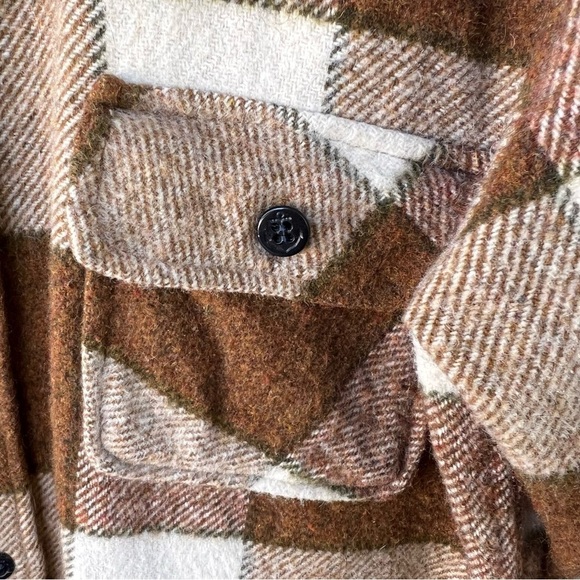 1970’s ORIGINAL CPO WOOL SHIRT BROWN CREAM PLAID MENS SMALL - Picture 3 of 7